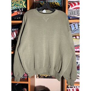 Vintage 90s Russell Athletic USA Made Khaki Blank Sweater